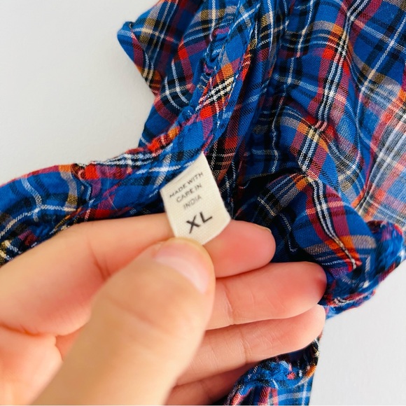 Doen Lulani Cotton Midi Dress V-neck Check Sleeveless Size XL - Picture 5 of 9